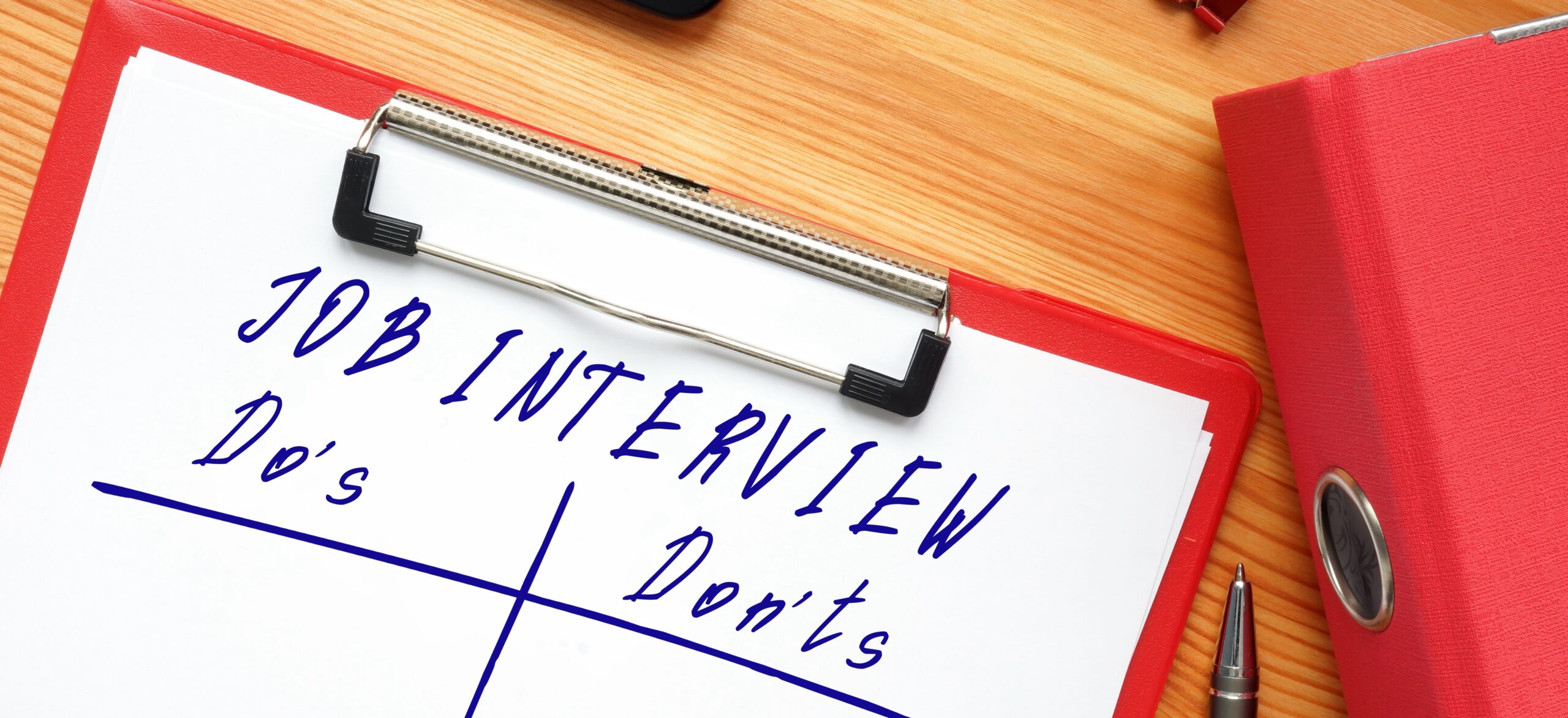 JOB INTERVIEW Do's and Don'ts with sign on the sheet.